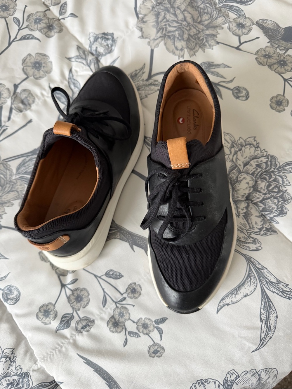 Clarks Black Sneakers with Tan Accents